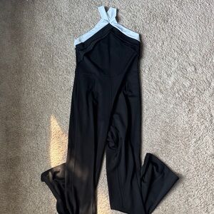 Chic Black and White Halter Jumpsuit